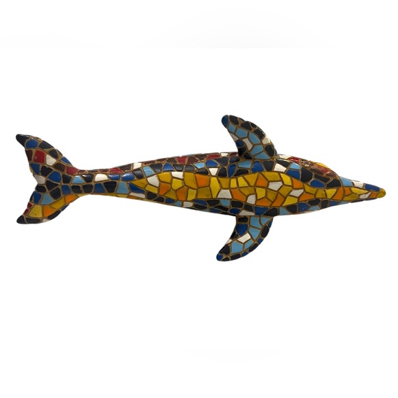Barcino Designs Dolphin Figurine Art Multicoloured Mosaic Hand Painted Spain - Picture 3 of 8